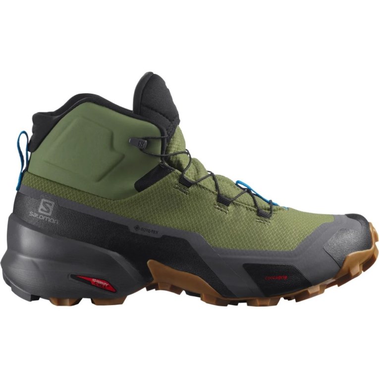 Olive Salomon Cross Hike Mid GTX Men\'s Hiking Boots | PH 04295W